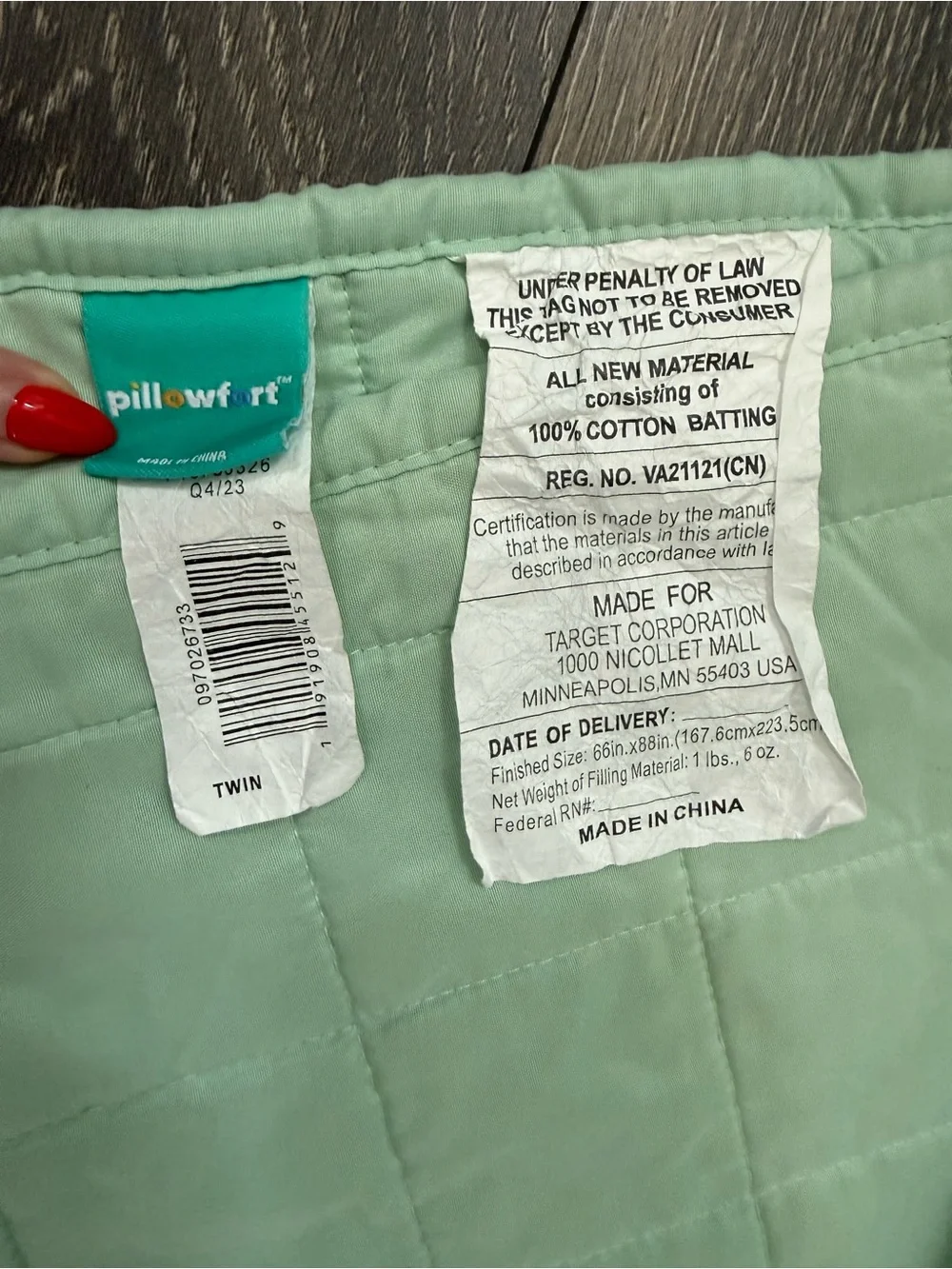 Pillowfort Mint Quilted Throw